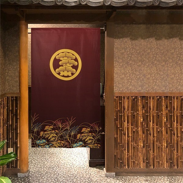 MADE in JAPAN Japanese Traditional Noren-Kamon & Pine Black Autumn Curtain Decor
