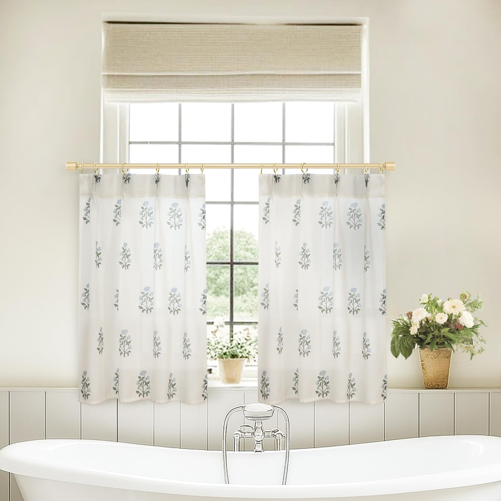 Cafe Curtains for Kitchen Pinch Pleated Small Window Curtains Over Sink