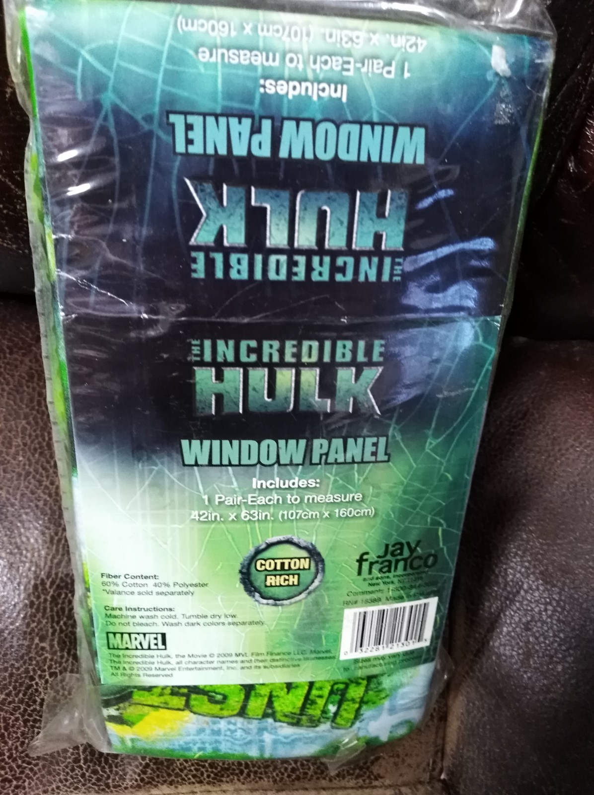 Marvel The Incredible Hulk Pair Window Panel Drapes 42″ x 63″ Jay Franco 2009
