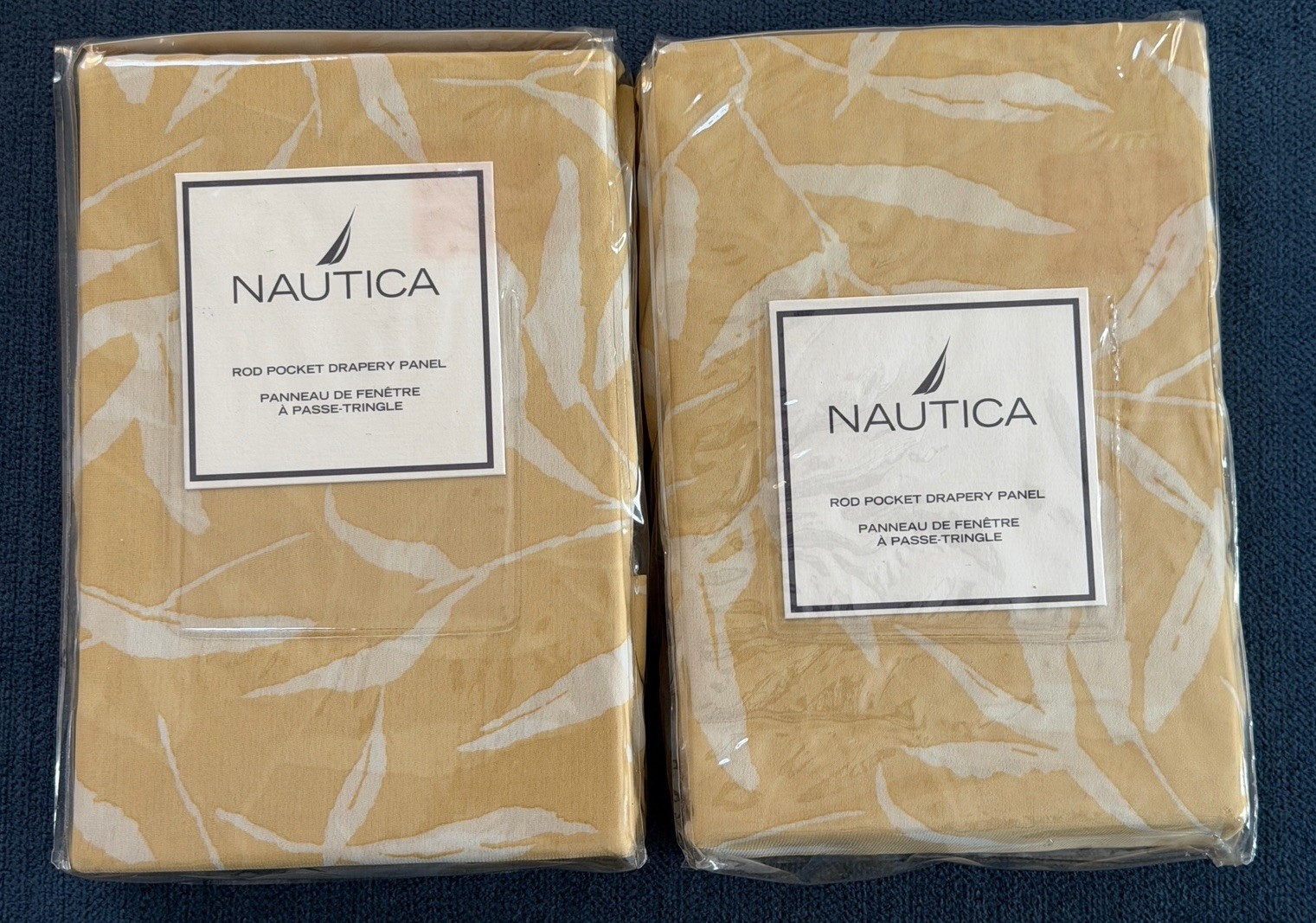Vintage Nautica Seagrass Sheer Window Curtain Panels Yellow 2 PCS 42 X 84 New