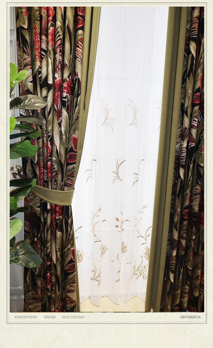 high-grade American jacquard cloth valance blackout curtain tulle drape C1950