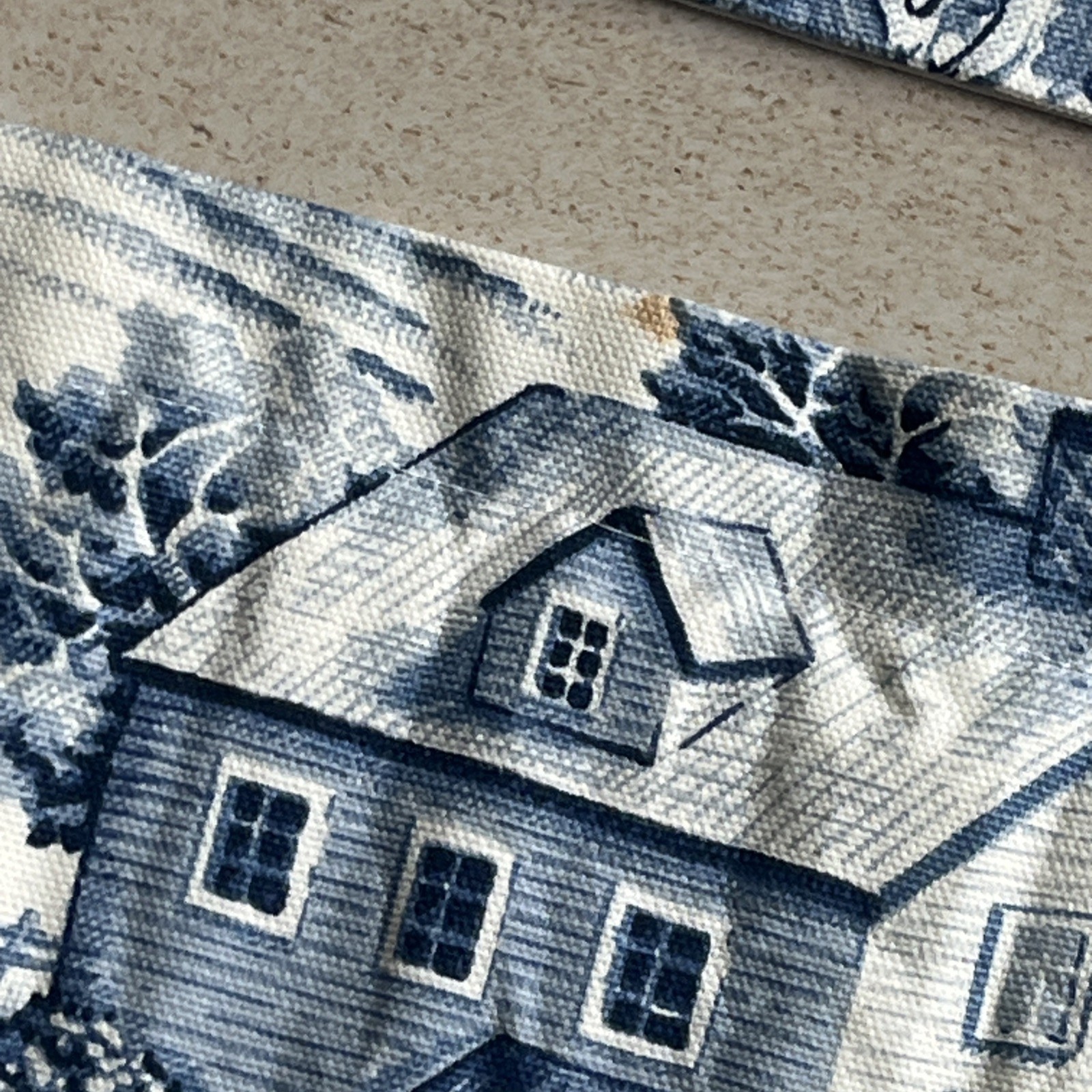 LINED WINDOW VALANCE CURTAIN 52 X 15 COTTAGE BLUE & WHITE FARM 6 Curtains