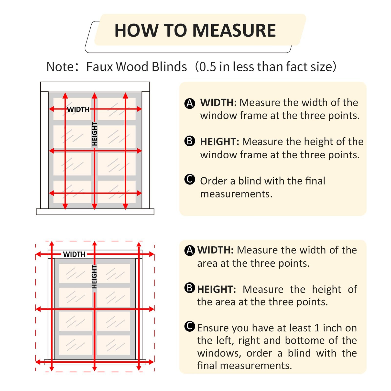 Cordless Faux Wood Blinds 34″ W x 72″ H, 2 Inch Slat Horizontal Windows Blind…