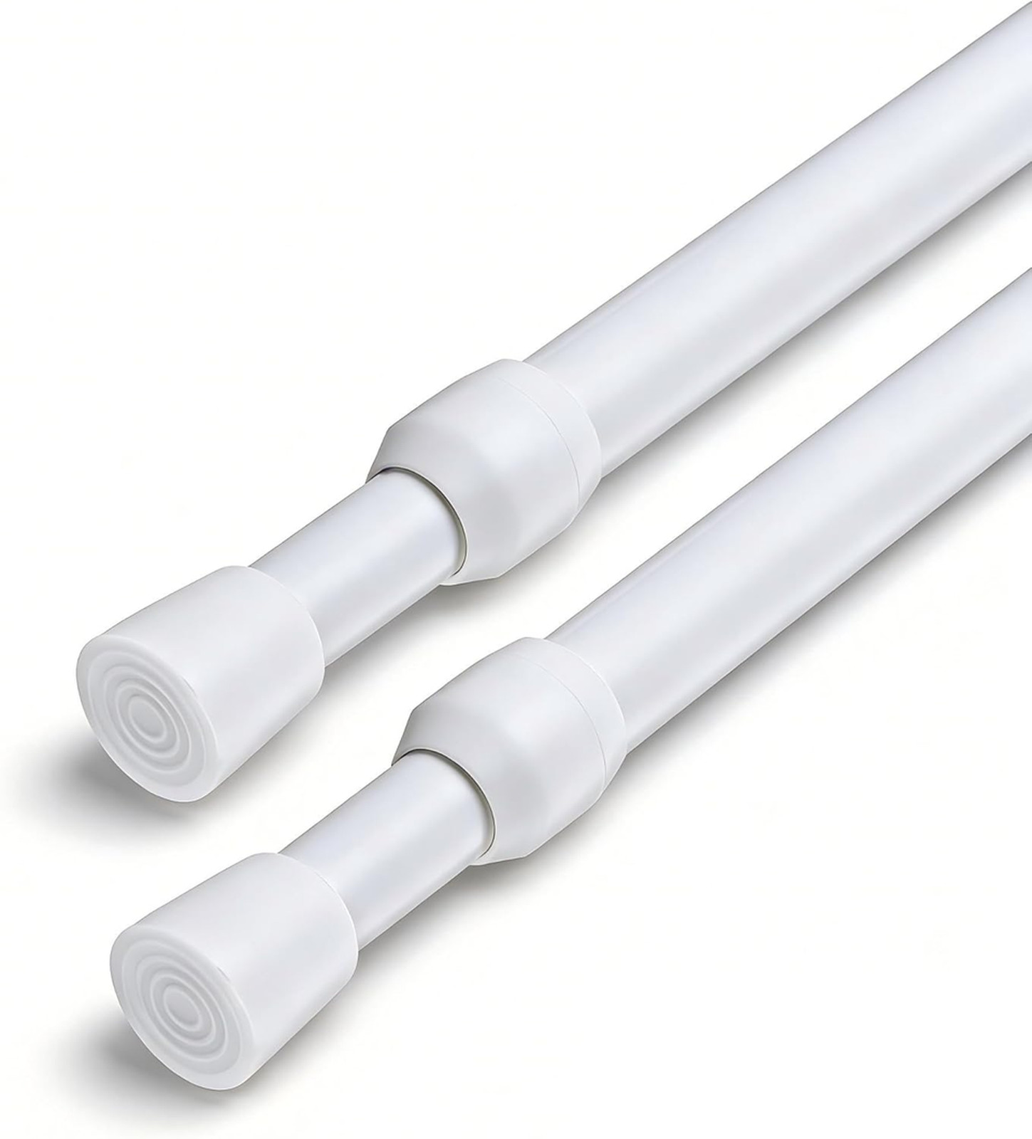 Adjustable 2 Pack Spring Tension Curtain Rods 28-43 Inches White No Drilling