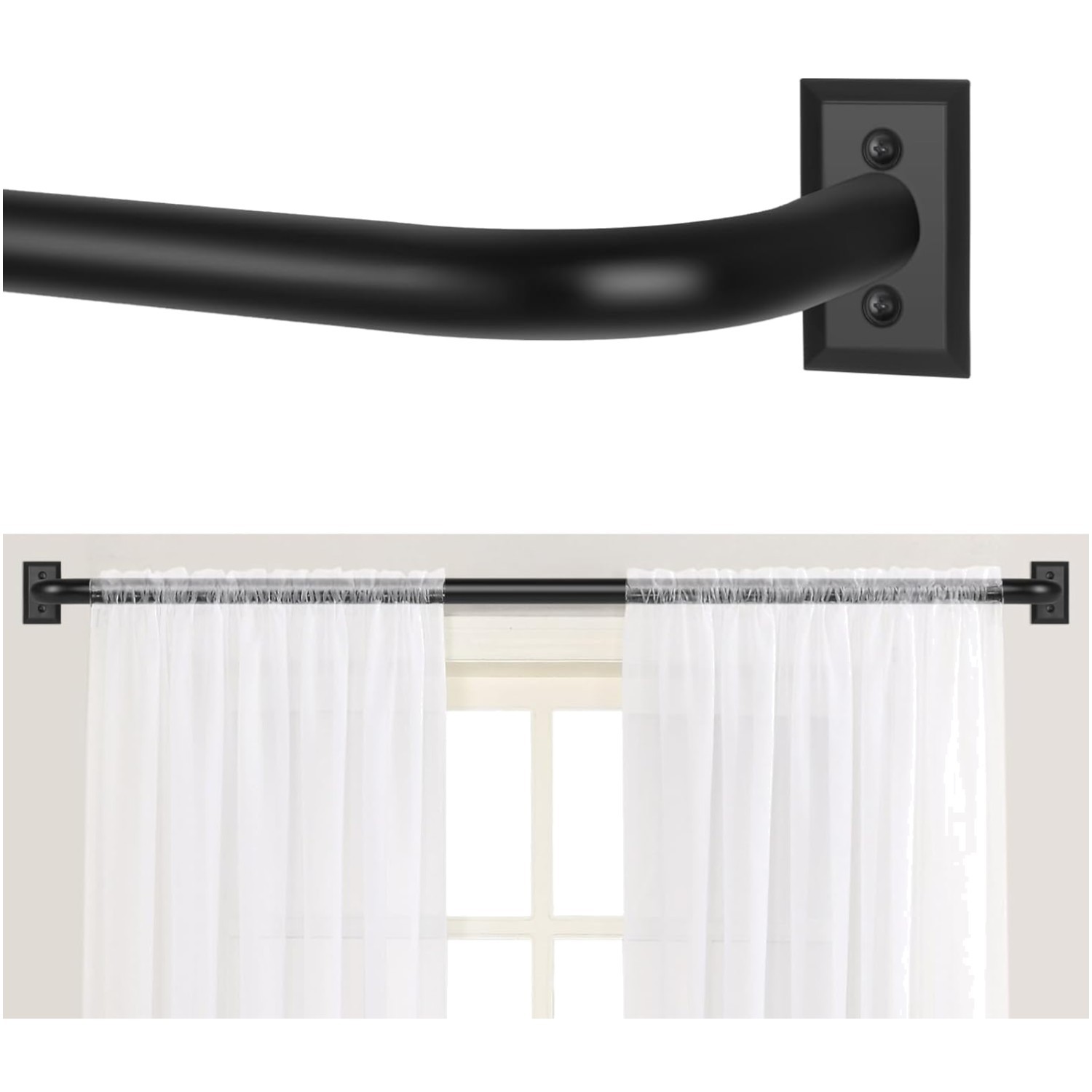Stylish Black Wrap-Around Curtain Rod 36-72 Inch – Heavy-Duty, Easy Installation