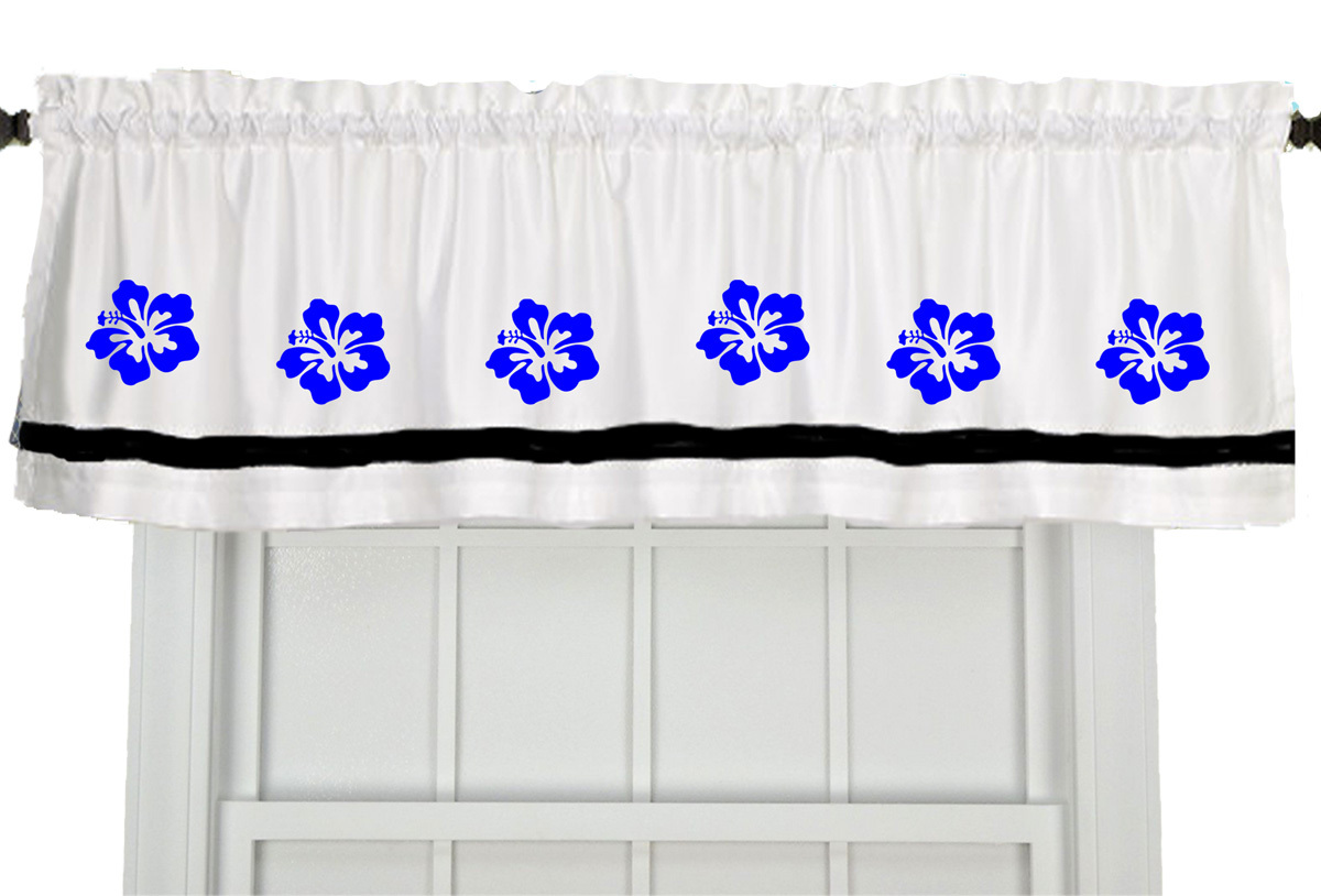 Hawaiian Flower Hibiscus Window Valance Curtain in Your Choice of Colors