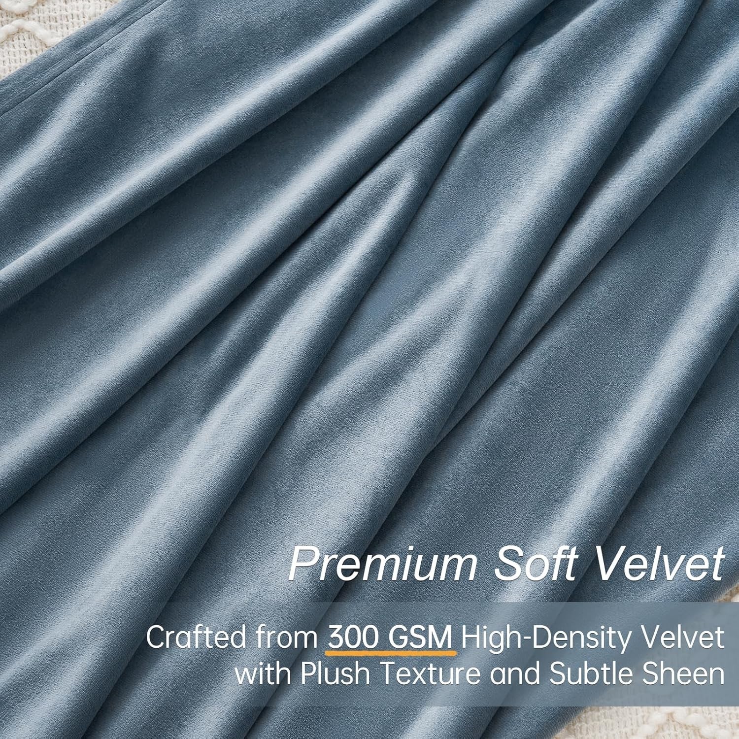 Blue Velvet Blackout Curtains 84 Inches Long, Slate Blue Light Stone Blue Dus…