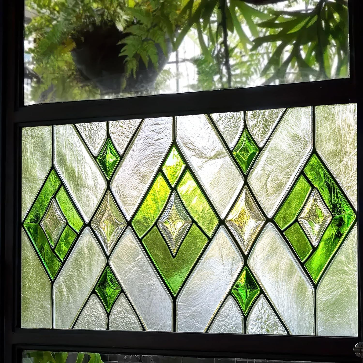 Rainbow Stained Glass Window Film 39.3×17.7in Privacy DIY Home Decor Decals