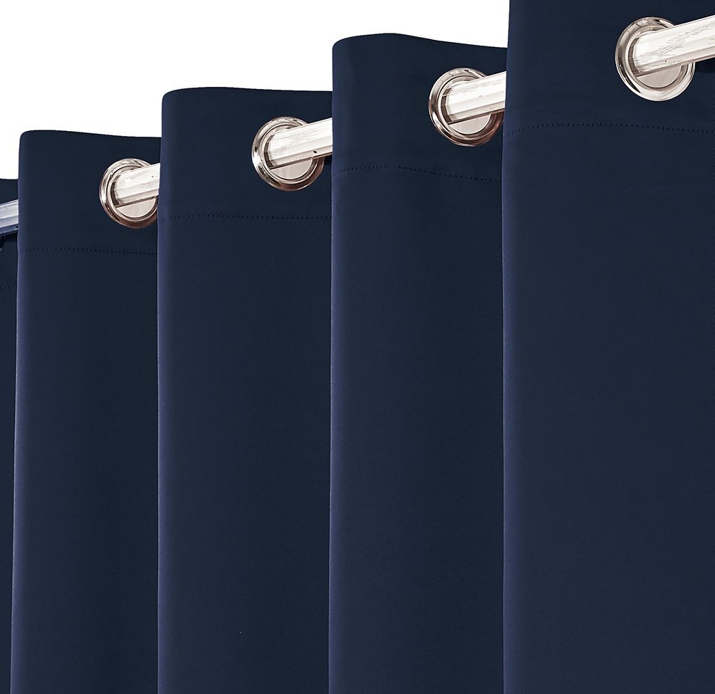 Plain Thermal BLACKOUT LINED EYELET Ring Top Curtains with Tie Backs