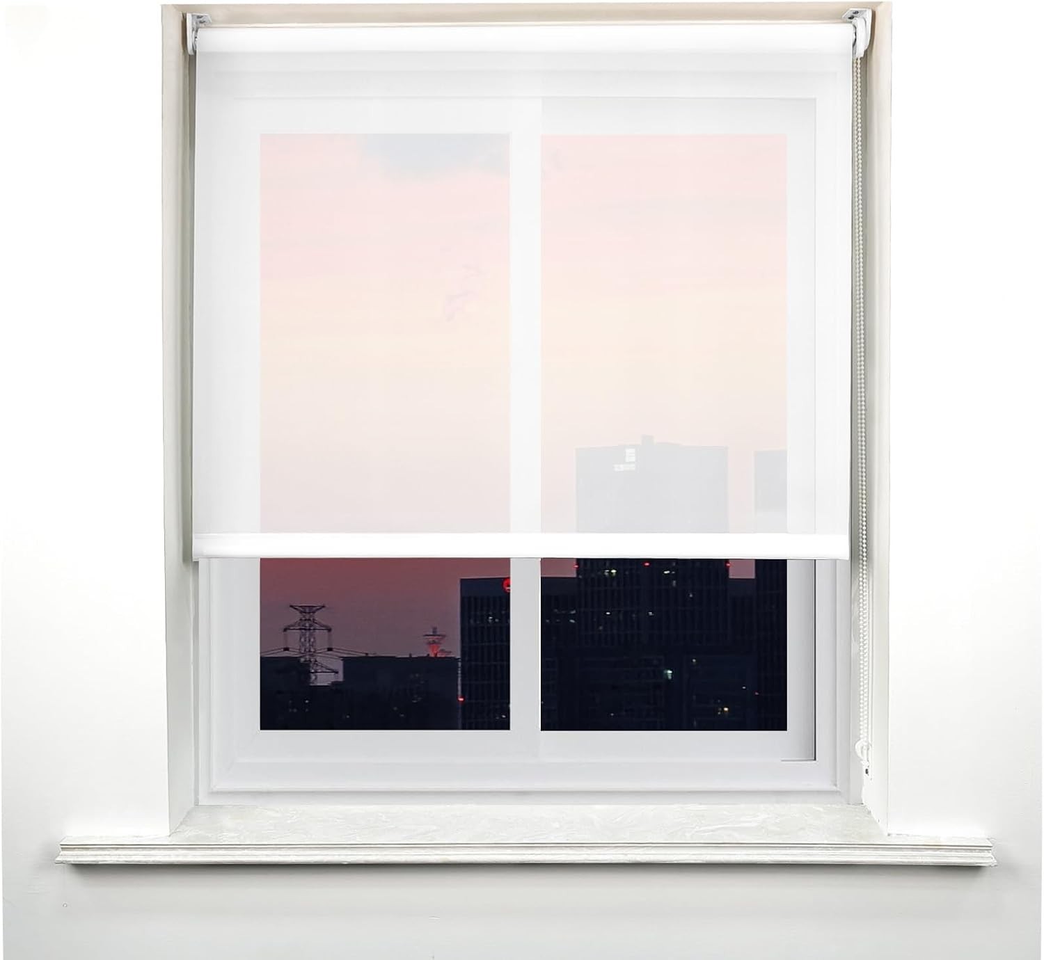 Window Blinds Light Filtering Roller Shades Privacy Fabric Home Office White