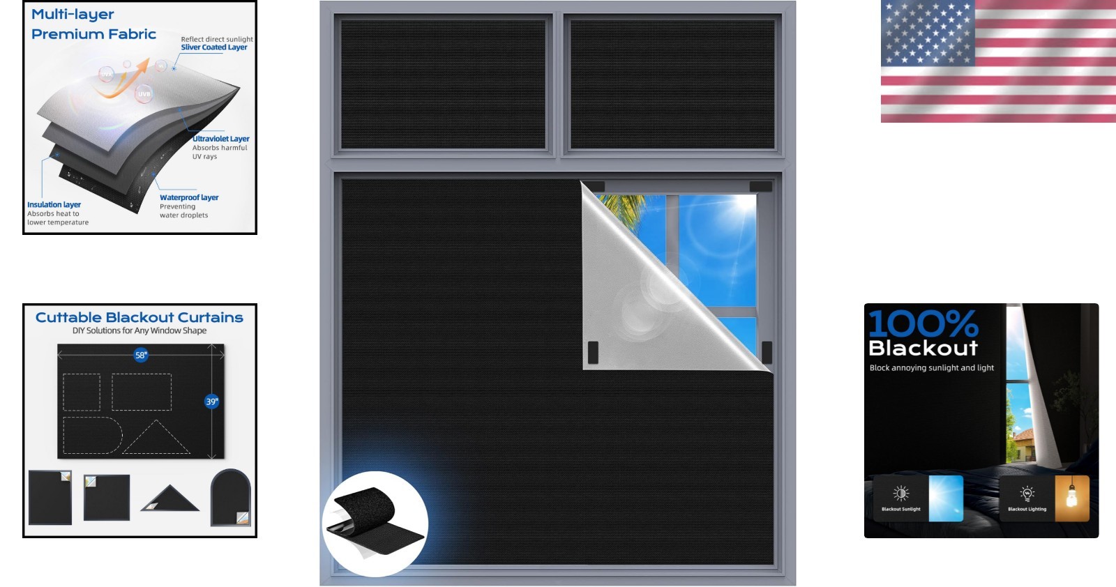 Customizable Blackout Curtains for Travel – 39” x 58” Complete Light Control