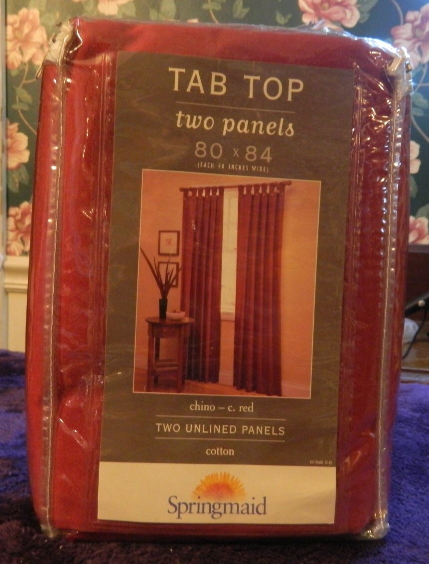 Drapes –  2 panels 80″ x 84″ (thus each panel is 40 inches) Burgundy