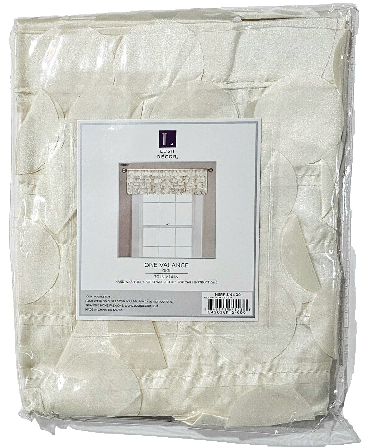 Lush Decor One Valance Gigi 70x14in Hand Wash Valance Ivory