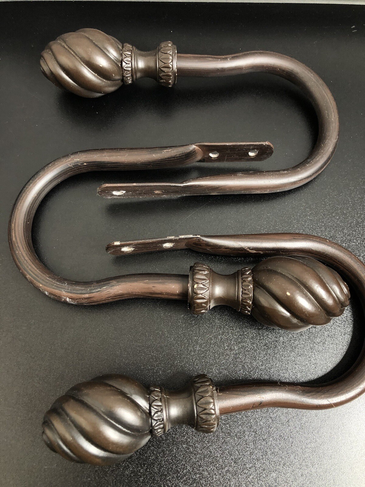 JCPenny Home Collection Scarf Holders/Holdbacks Walnut NEW & USED BUNDLE!
