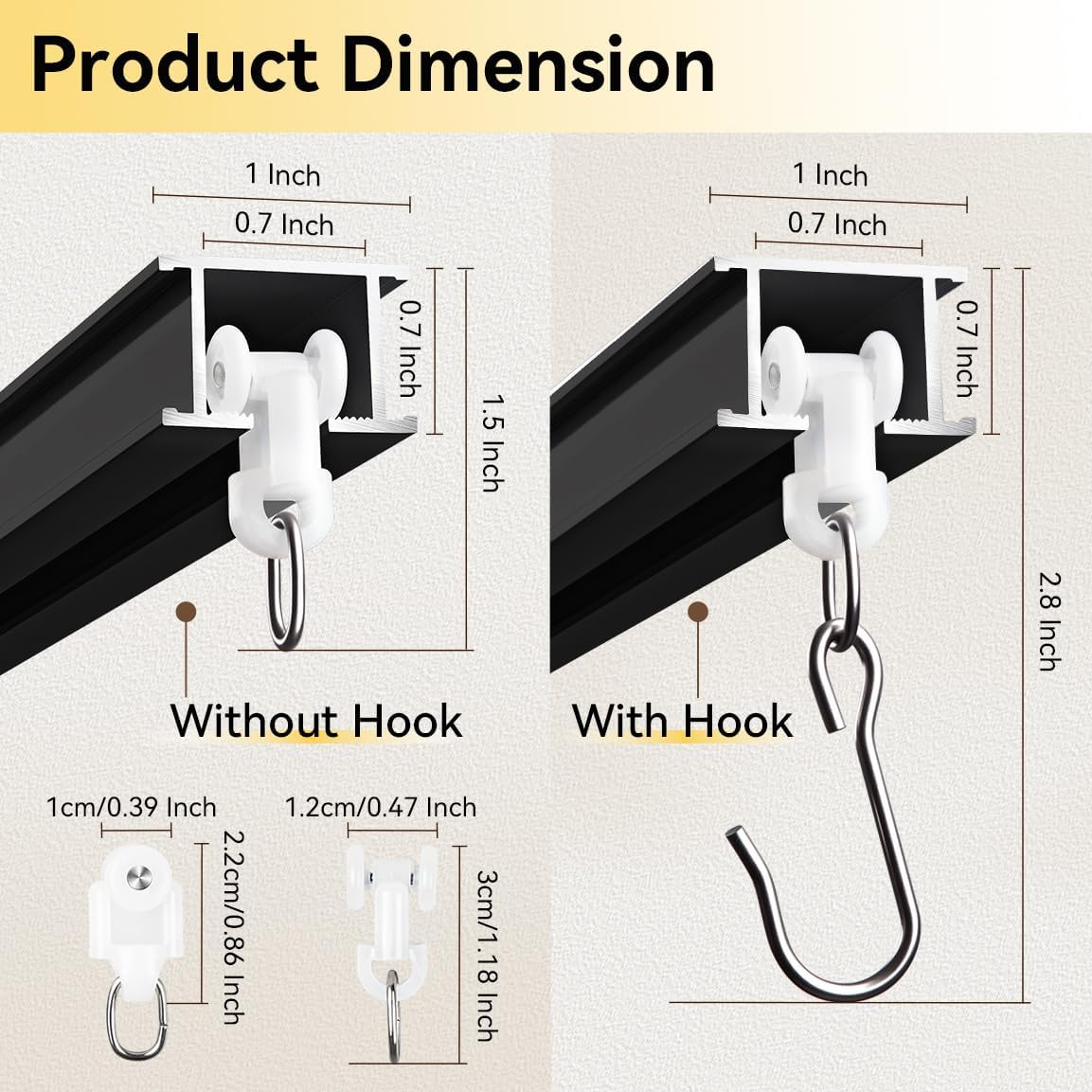Ceiling Curtain Track Set for Room Divider, 12Ft-18Ft, Black with Roller Hooks