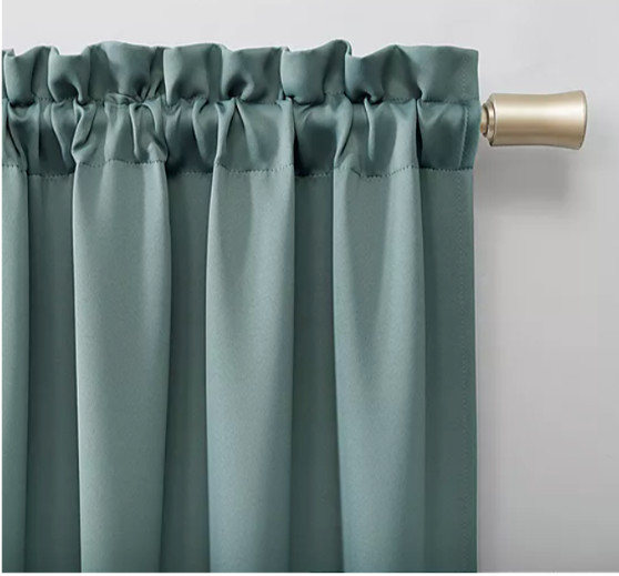 Sun Zero Blackout Rod Pocket Curtain Panel Mineral Blue 40 x 63in
