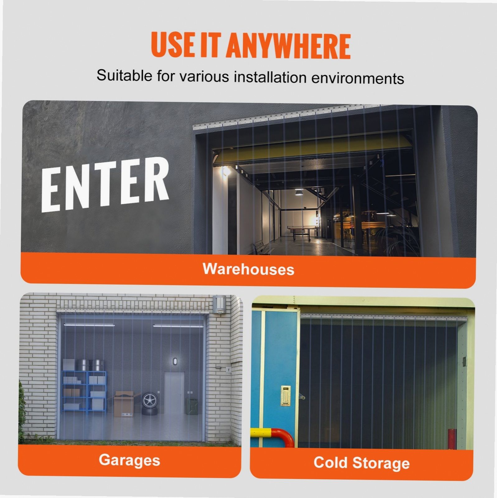 PVC Door Strips 96x96in 50% Overlap Freezer