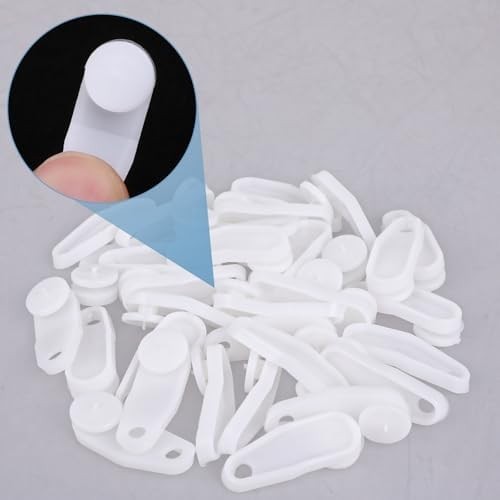 50 PCS Curtain Track Gliders White Traverse Rod Slides Replacement Plastic Snap-