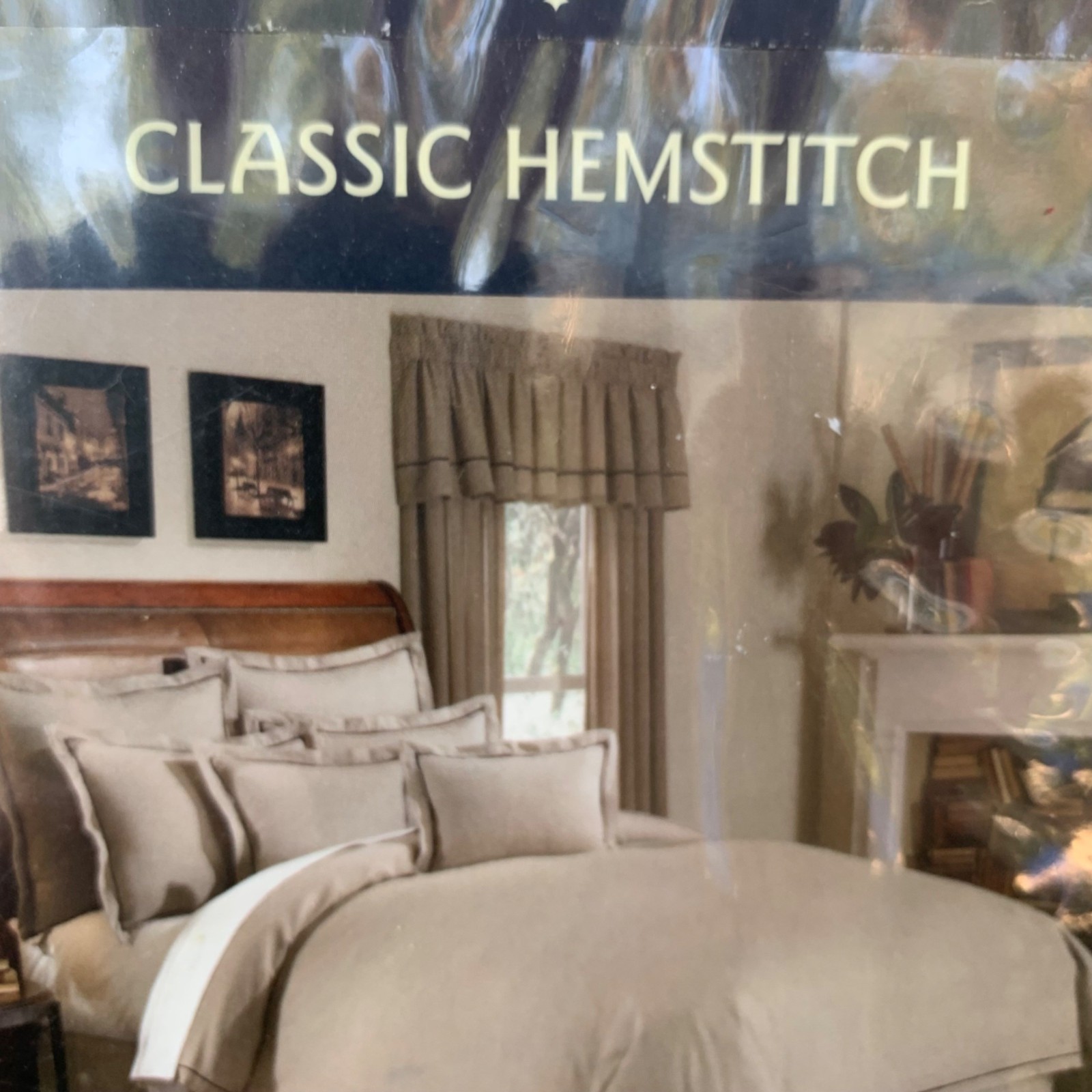 Cremieux Window Valance Classic Hemstitch Oxford Cotton 15 X 84 Khaki Hemstitch