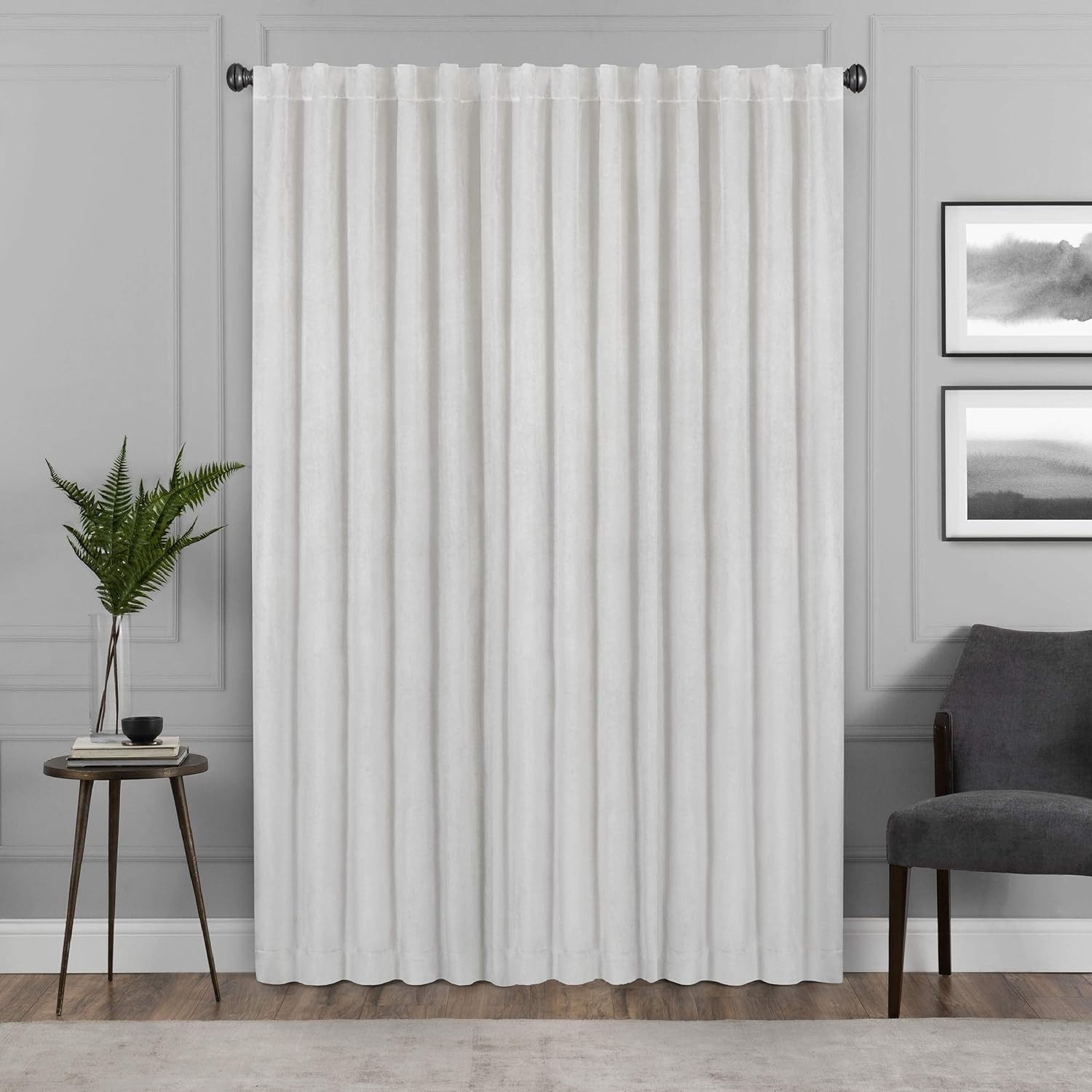 Eclipse Absolute Zero Harper Velvet Blackout Thermal Insulated Rod Curtain Snow