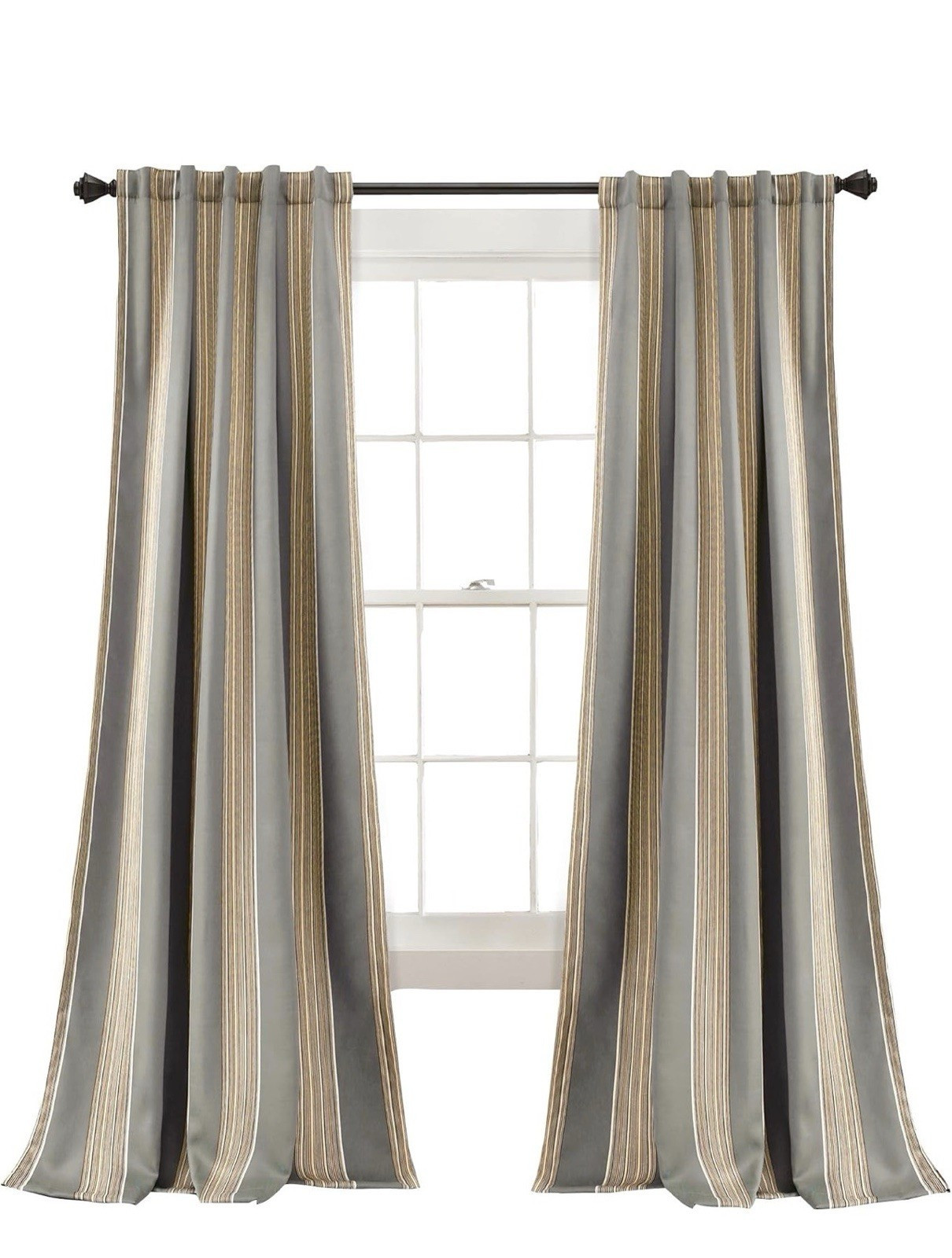 Lush Decor Julia Stripe light filtering rod pocket curtain panels 52 x 84in