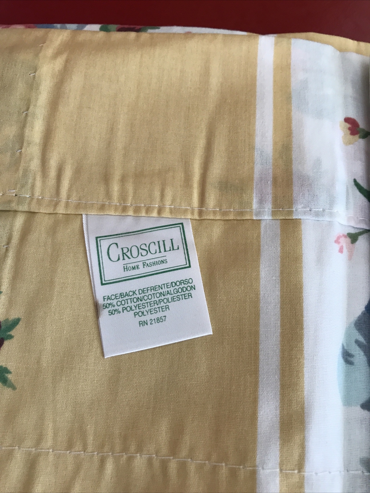 NWT Croscill Blouson Valance Yellow Floral 17.5″ L x 88″ W