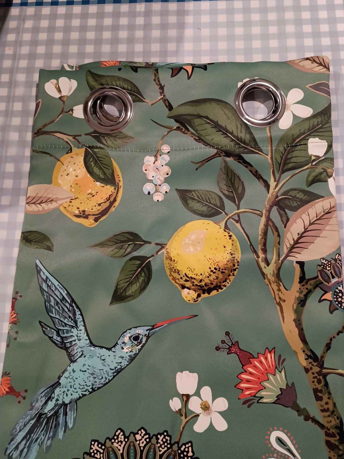 Topfinel Curtains (2 Panels) 84″x52″ Each Panel Sage Green – Lemons/Hummingbirds