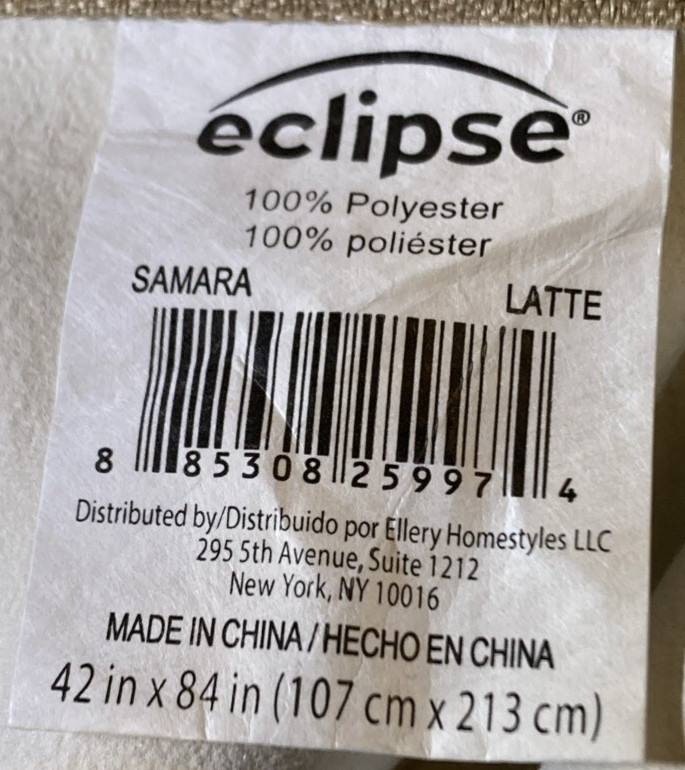 Eclipse Samara Blackout Curtain Panel Latte 42 x 84 2 Panels
