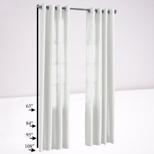 FAUX SILK Window Treatments Curtains MIRA GROMMETS 63″ 84″ 95″108″120″ WHITE