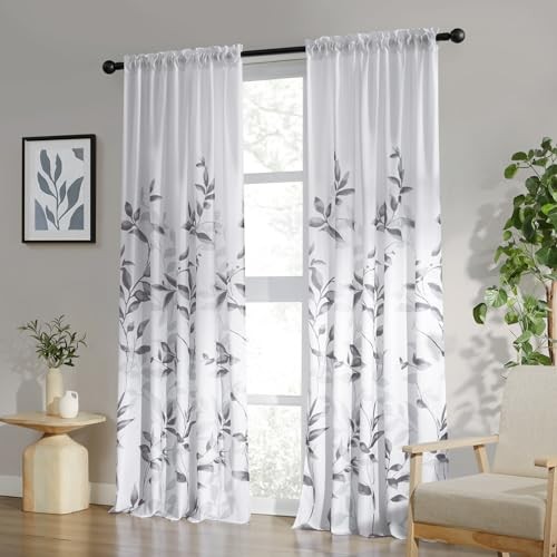 Non-See-Through Light Grey and White 52″W x 96″L (Pack of 2) Leaves-light Grey