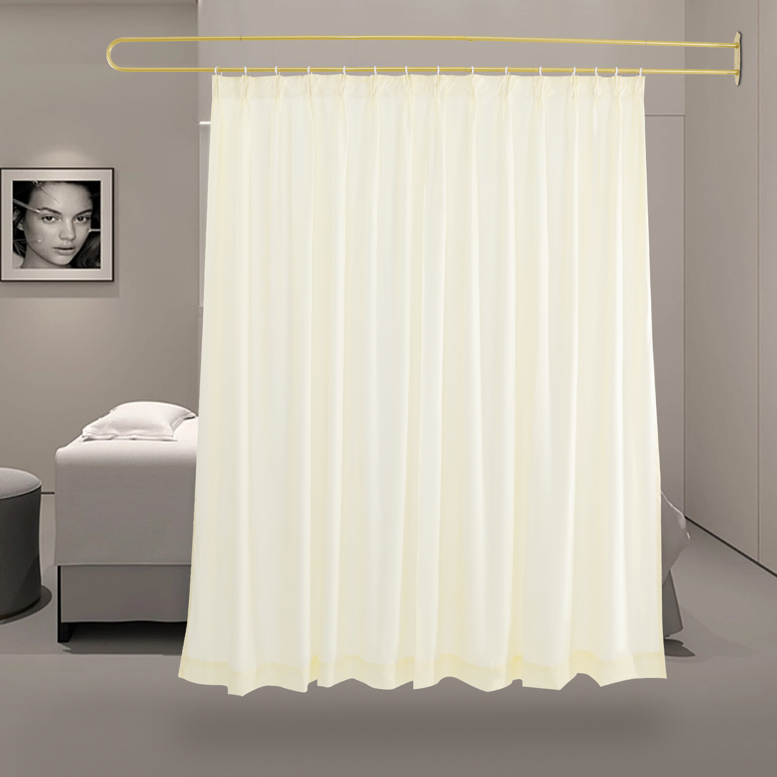 Partition Curtain With U-Shape Tube Privacy Partition Curtain Room Divider