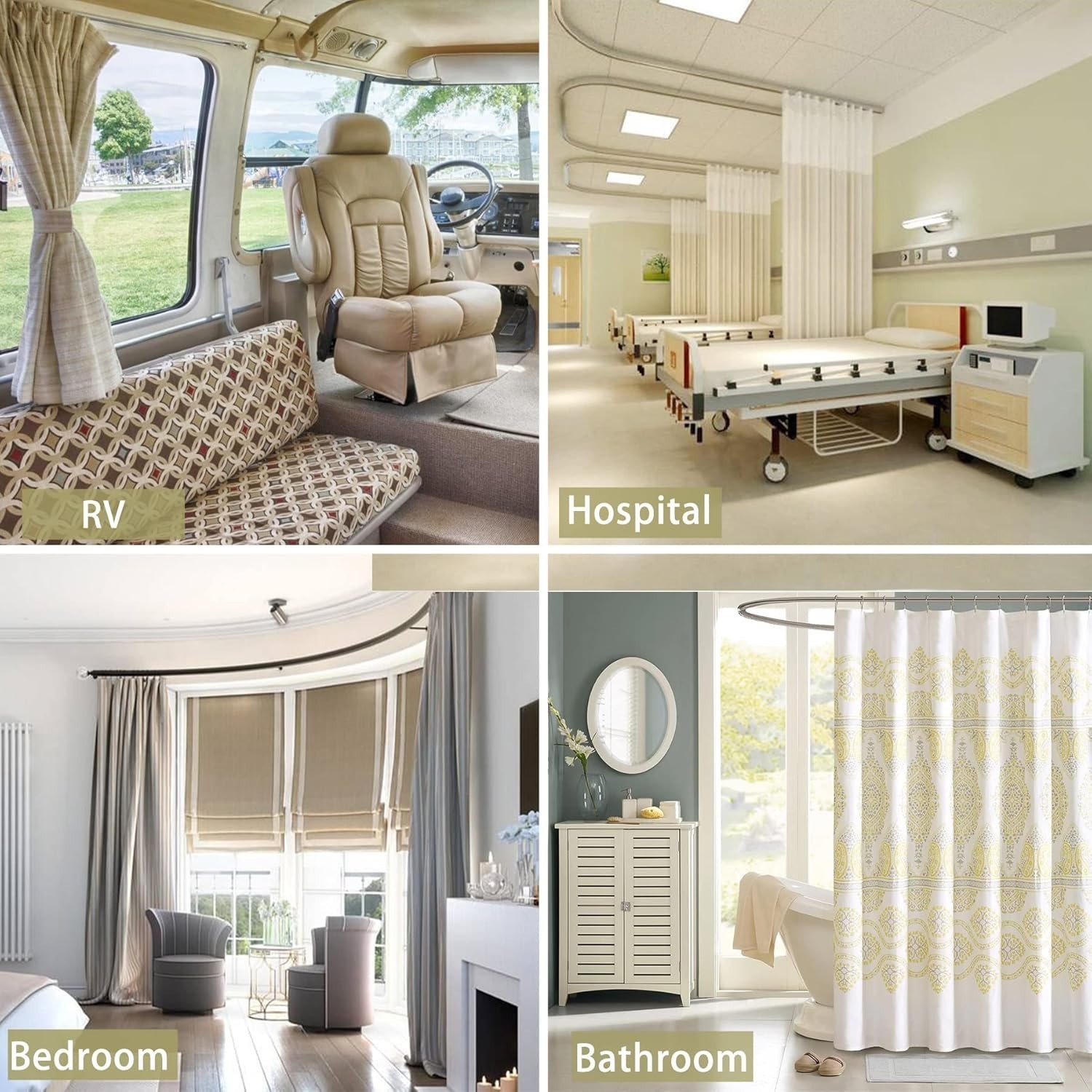 Customizable Ceiling Curtain Track, Smooth Gliding for Shower or Room Dividers