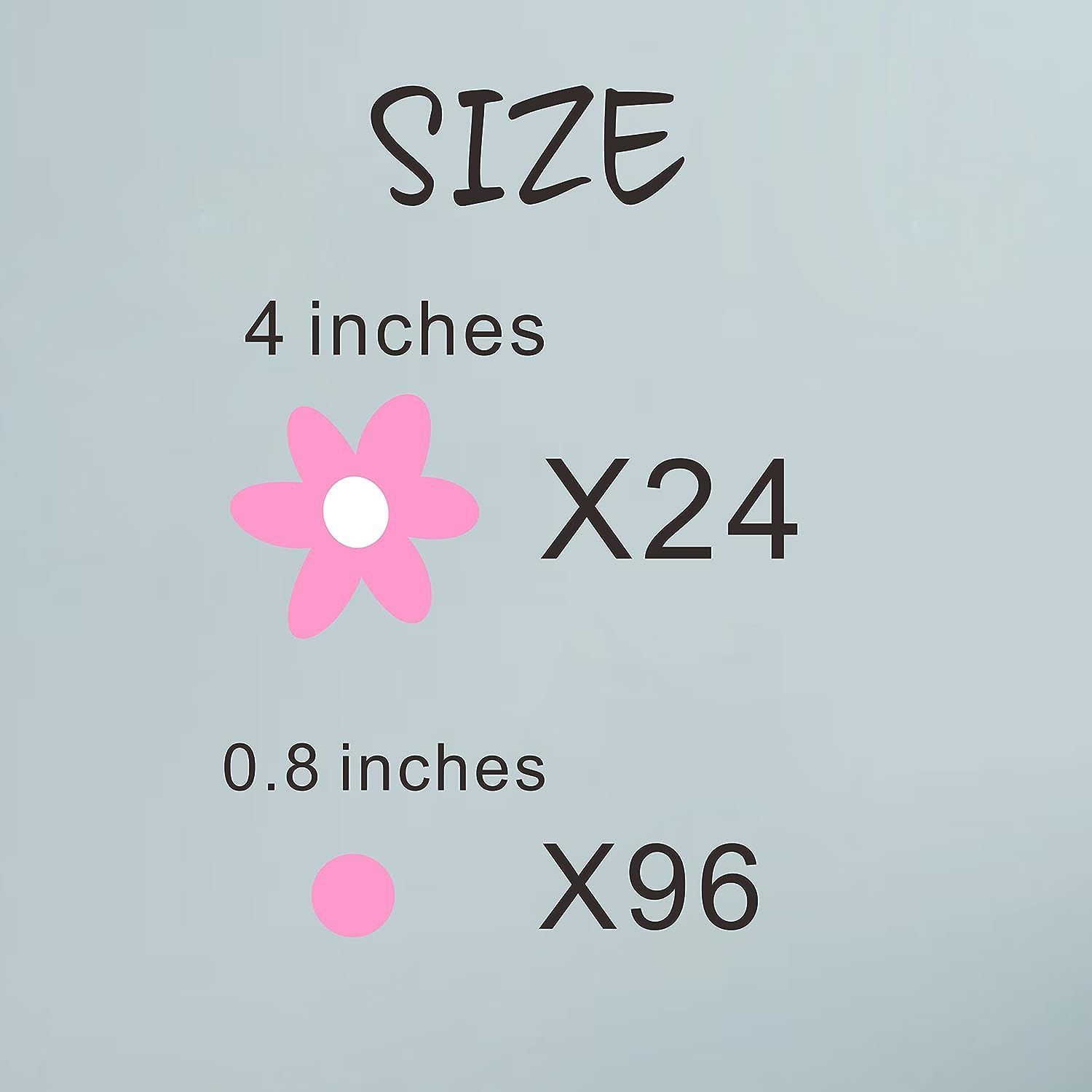 Daisy Flower with dots Wall Decals Nursery Decal Living design 1, Pink,white