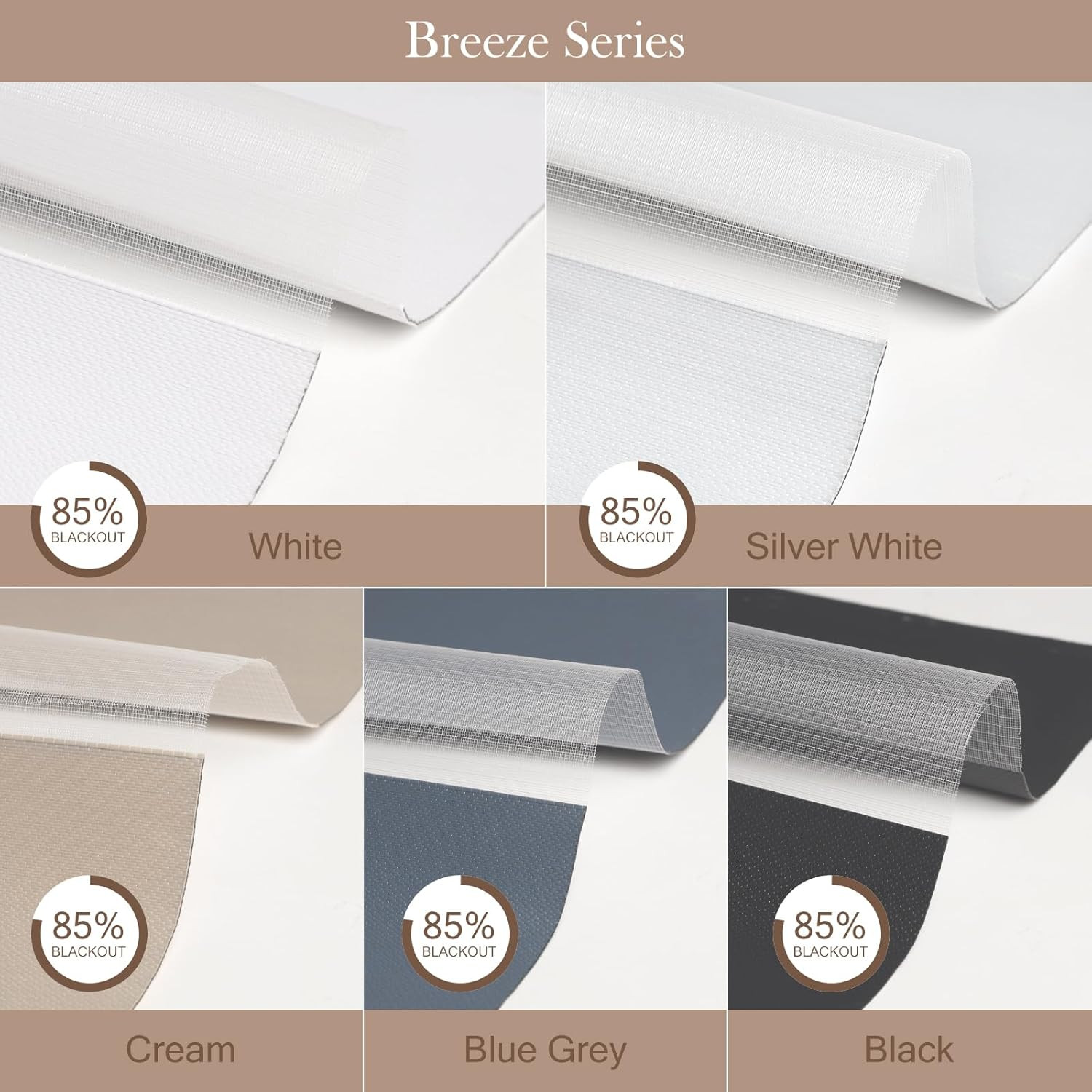 Motorized Zebra Blinds Fabric Sample，60%,85%,90% 99% Blackout Fabric Sample, Lig