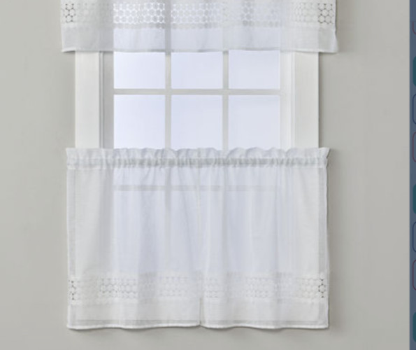 SKL Home Daisy Lace White Rod Pocket Curtain Tier Pair 56in W x 36in L