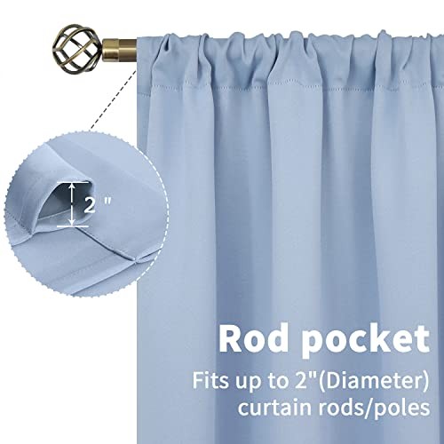 BGment Rod Pocket Baby Blue Room Darkening Curtains for Bedroom – Thermal