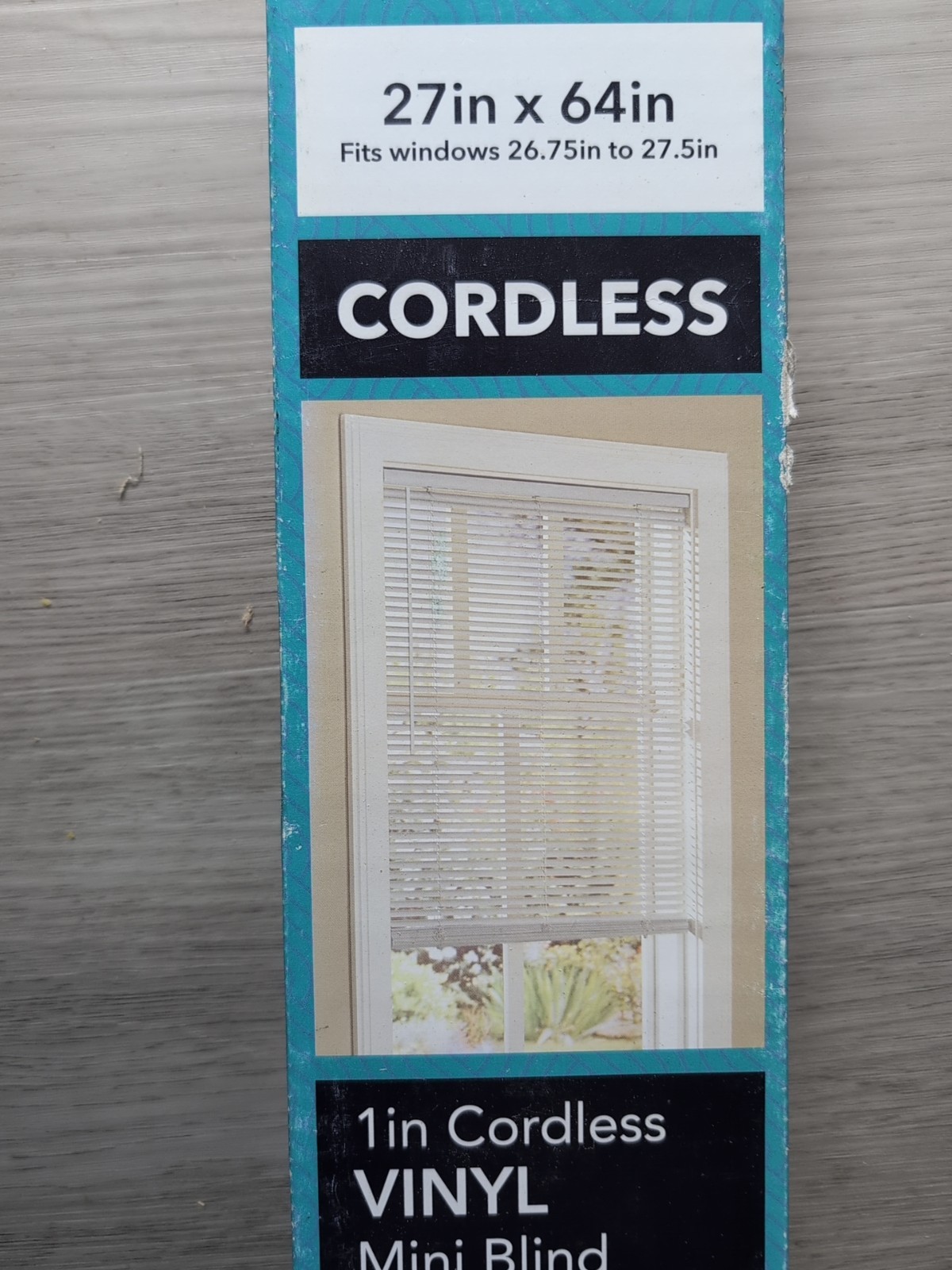 (2) pack White Cordless Light Filtering 1 in Slats Vinyl Mini Blind 27″W x 64″L