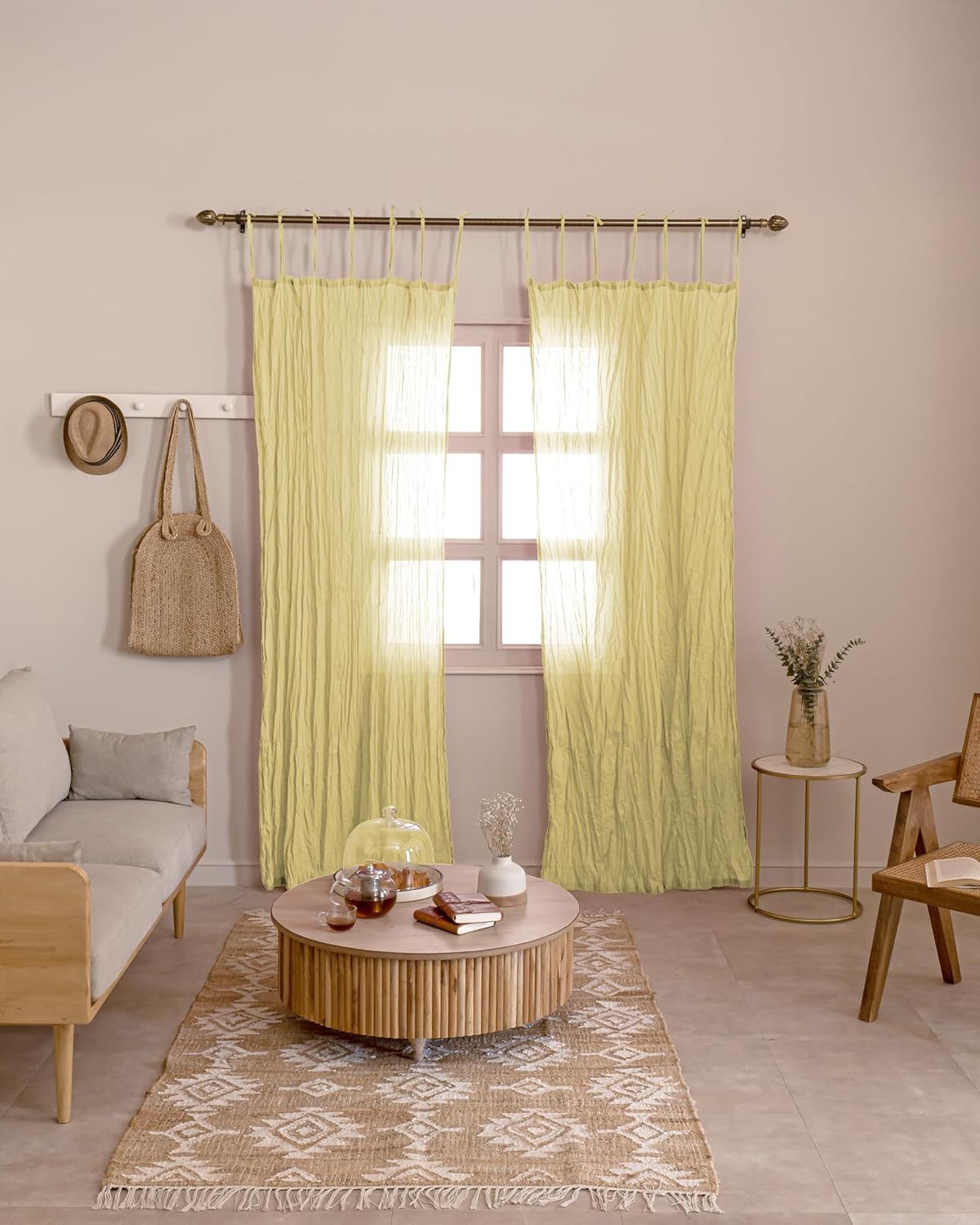 Curtains for Living Room 84 Inch Long Solid Sheer Crinkle Panels Gift for Day De