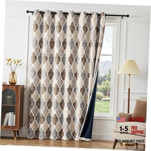 100% Blackout Curtains 84 100″W x 84″L (Pack of 1) Grommet | Brown and Grey