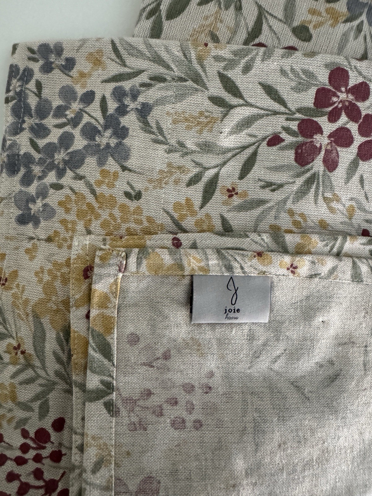 Joie Window Curtains 2 Panels 50 x 96″ Cotton Wildflower Cream Drapers Back Tab