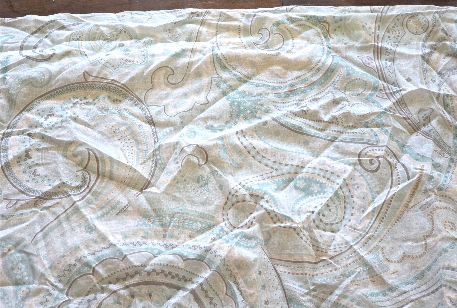 New Levtex Spruce Spa Lined Curtain Panel 55×84 Pale Aqua Blue Paisley Cotton