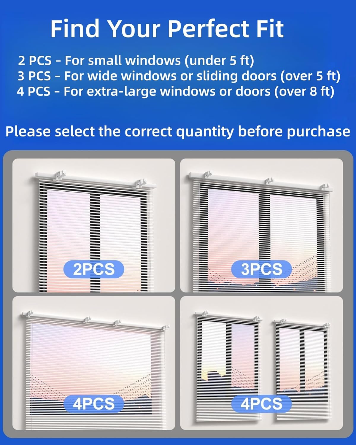 Over-Blinds Curtain Rod Brackets for 1 3-2 Rectangular Headrails Black Set 3