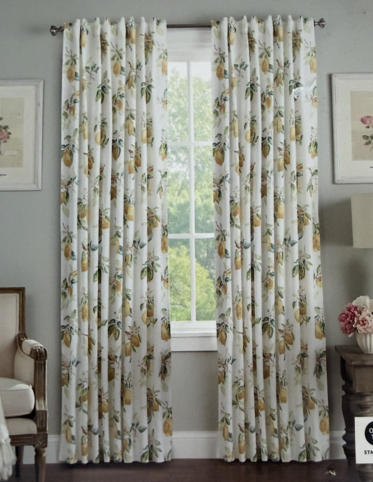 New Rachel Aswell The Farmhouse Lemon Tree Birds Drapes 50″ x 84 Set of 4