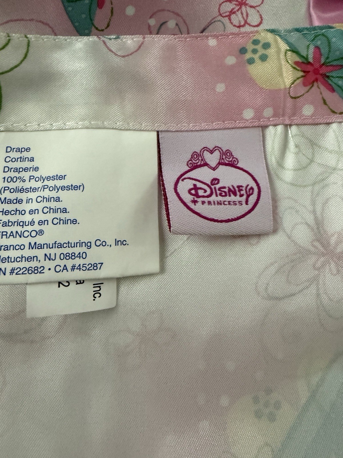 Disney Princess Satin Drape Panels 84 X 42 “