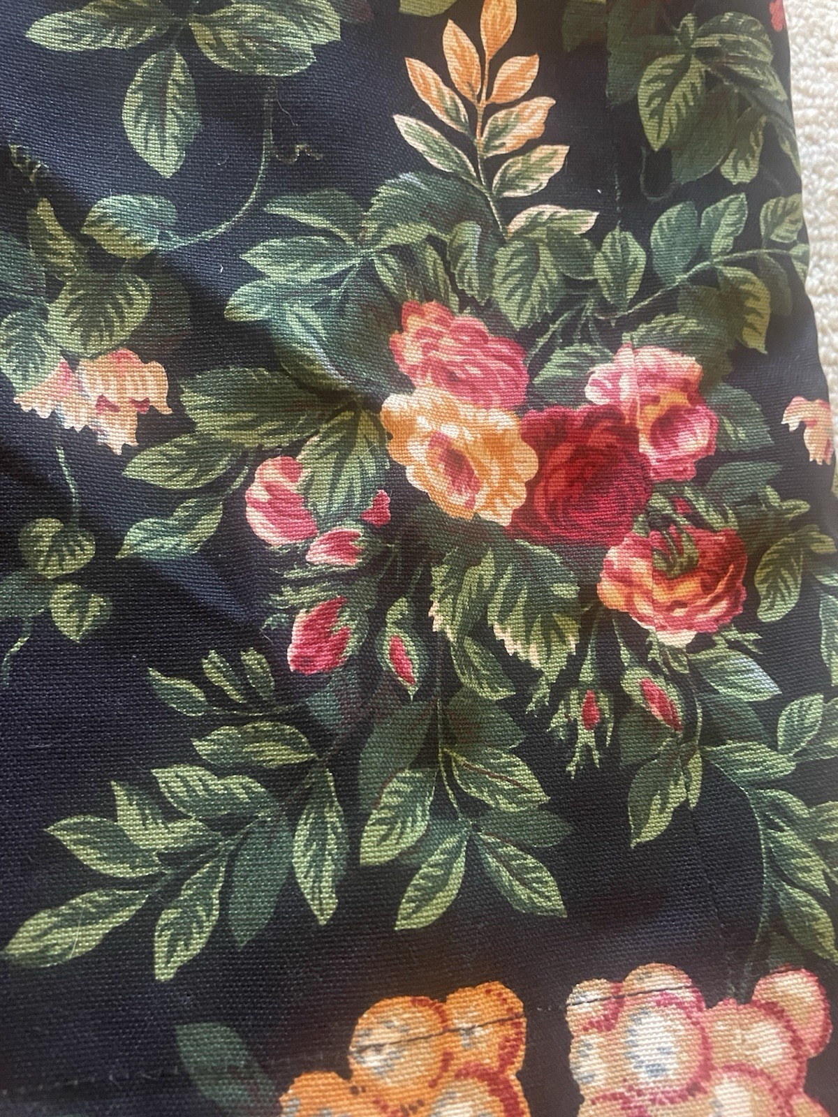 Custom made w Ralph Lauren Cabbage Roses Floral & Check Window Valance 208×17