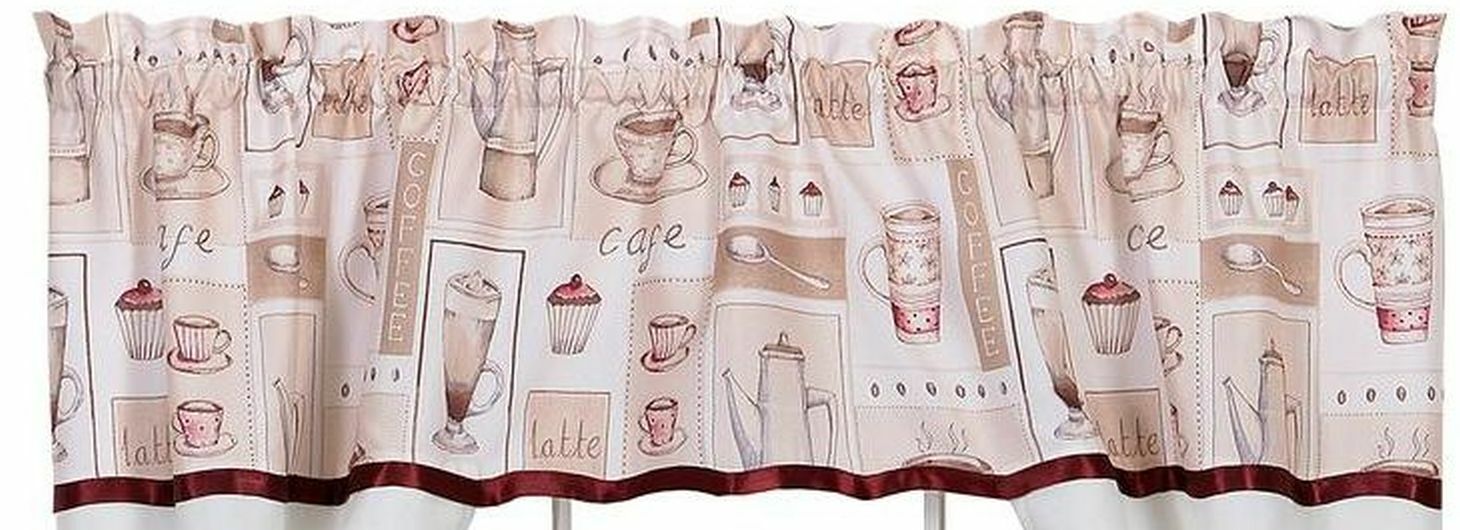 Kitchen Curtains Embellished Cottage Set (58″ x 36″) COFFEE CAPPUCCINO, Achim