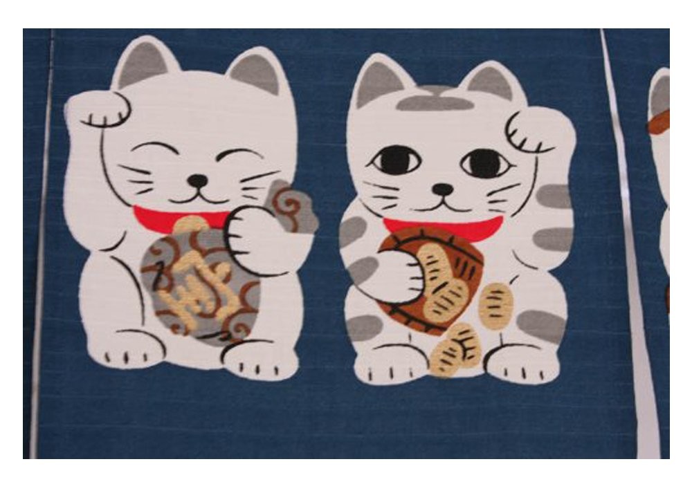 Noren (Japanese Curtain) Seven Beckoning Cat/Maneki Neko 17-507 85×30cm from …
