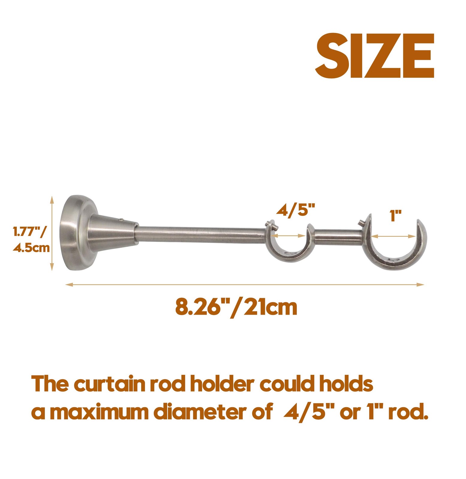 2 Pack Double Curtain Rod Bracket Stainless Steel Wall Mounted Rod Holder wit…