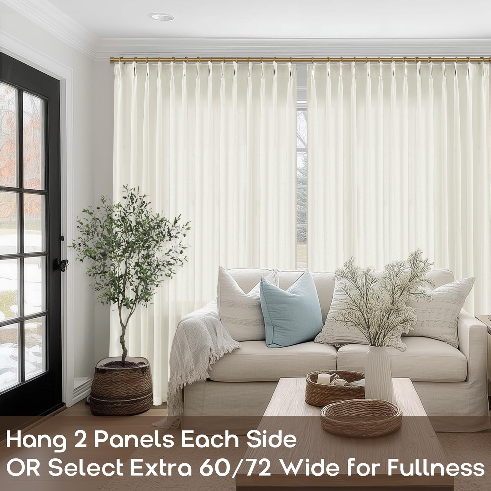 Shineland 120 Inch Extra Long Pinch Pleated Linen Curtains 10 Ft Tailored Sheer