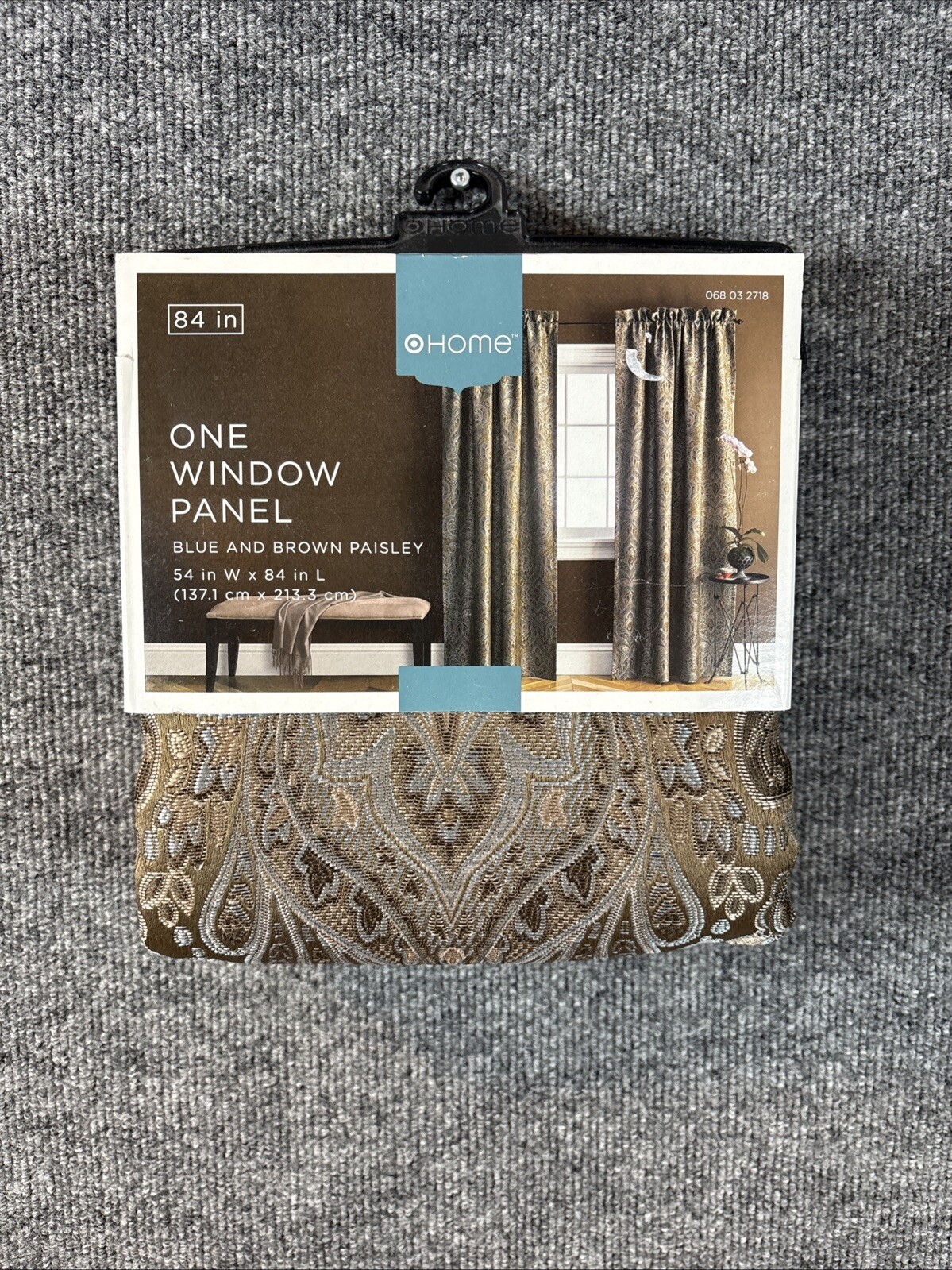 Home from Target~Blue and Brown Paisley~One WIndow Panel Curtains~54″x84″